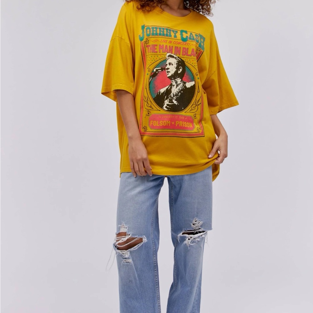 NWT Daydreamer Mustard Johnny Cash Graphic Tee